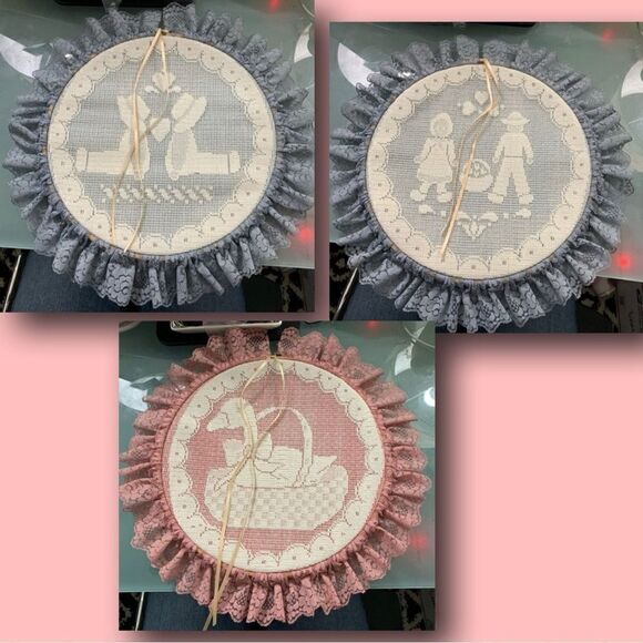 Vintage Frilly Cottagecore Wall Decor Bundle of 3 - Picture 1 of 6